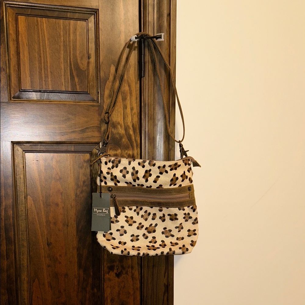 Myra Bag Brown and Cream Animal Print Crossbody